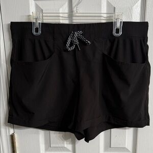 Avalanche Women's Black Athletic Shorts with Textured Drawstring